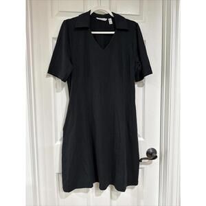 Isaac Mizrahi Live! Medium Regular Collared Swing Dress Dark Academia Black NEW